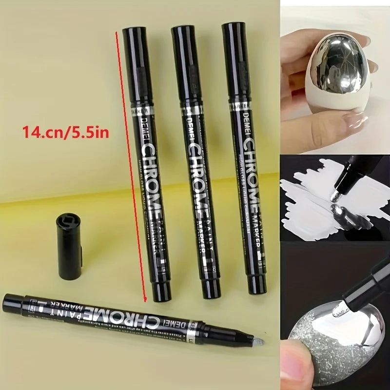 Reflective Chrome Mirror Marker Pens – Gold and Silver for DIY Art Crafts