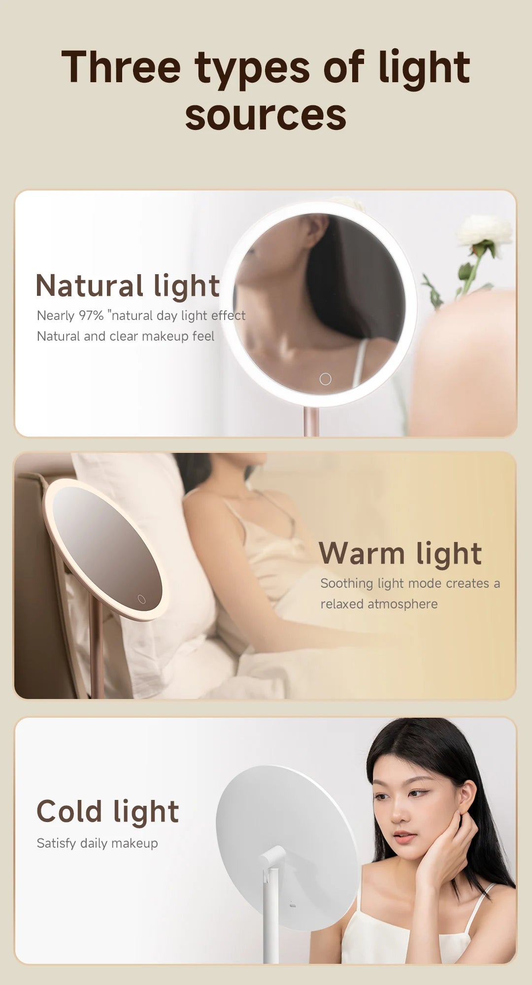 Adjustable LED Makeup Mirror – Metal Desktop Vanity Light for Daily Beauty