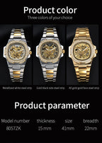 Skeleton Automatic Watch – Luxury Stainless Steel Diamond for Men