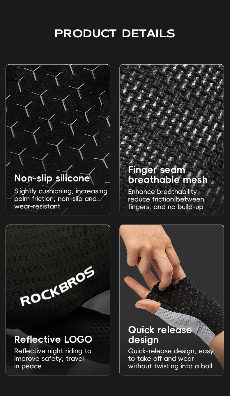 ROCKBROS Half Finger Cycling Gloves – Shock-Absorbing MTB Gear for Summer