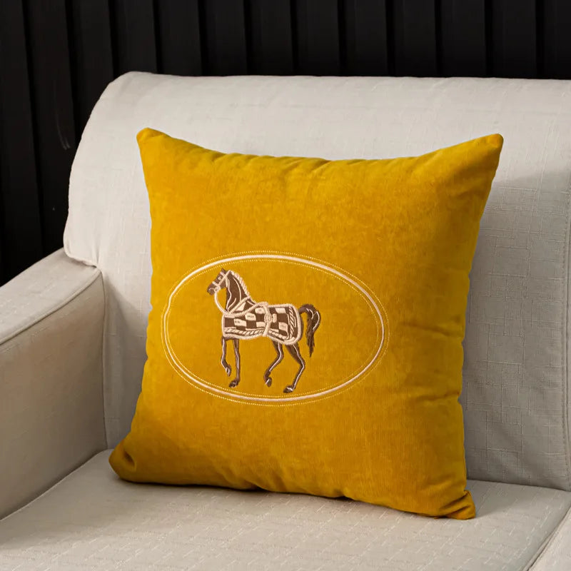 Embroidered Horse Cushion Cover – 45cm Decorative Pillow Case for Home Sofa