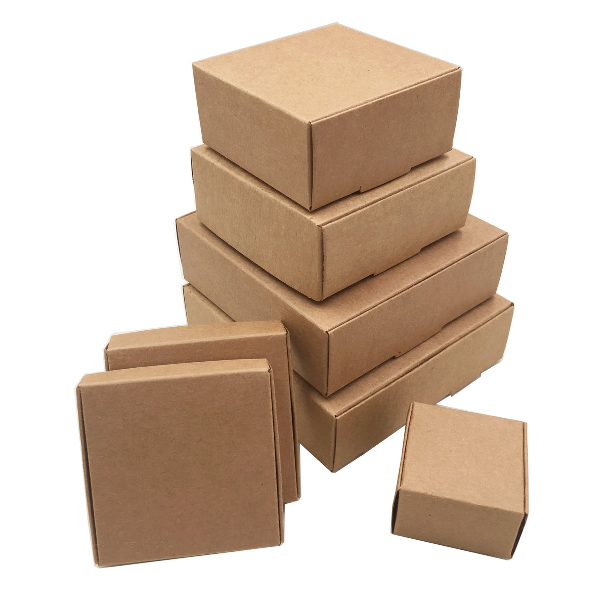 Square Kraft Gift Boxes – Multi Size Paper Containers for Wedding Favors