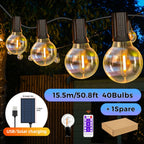 G40 Solar LED String Lights – Weatherproof Shatterproof Decor for Patio