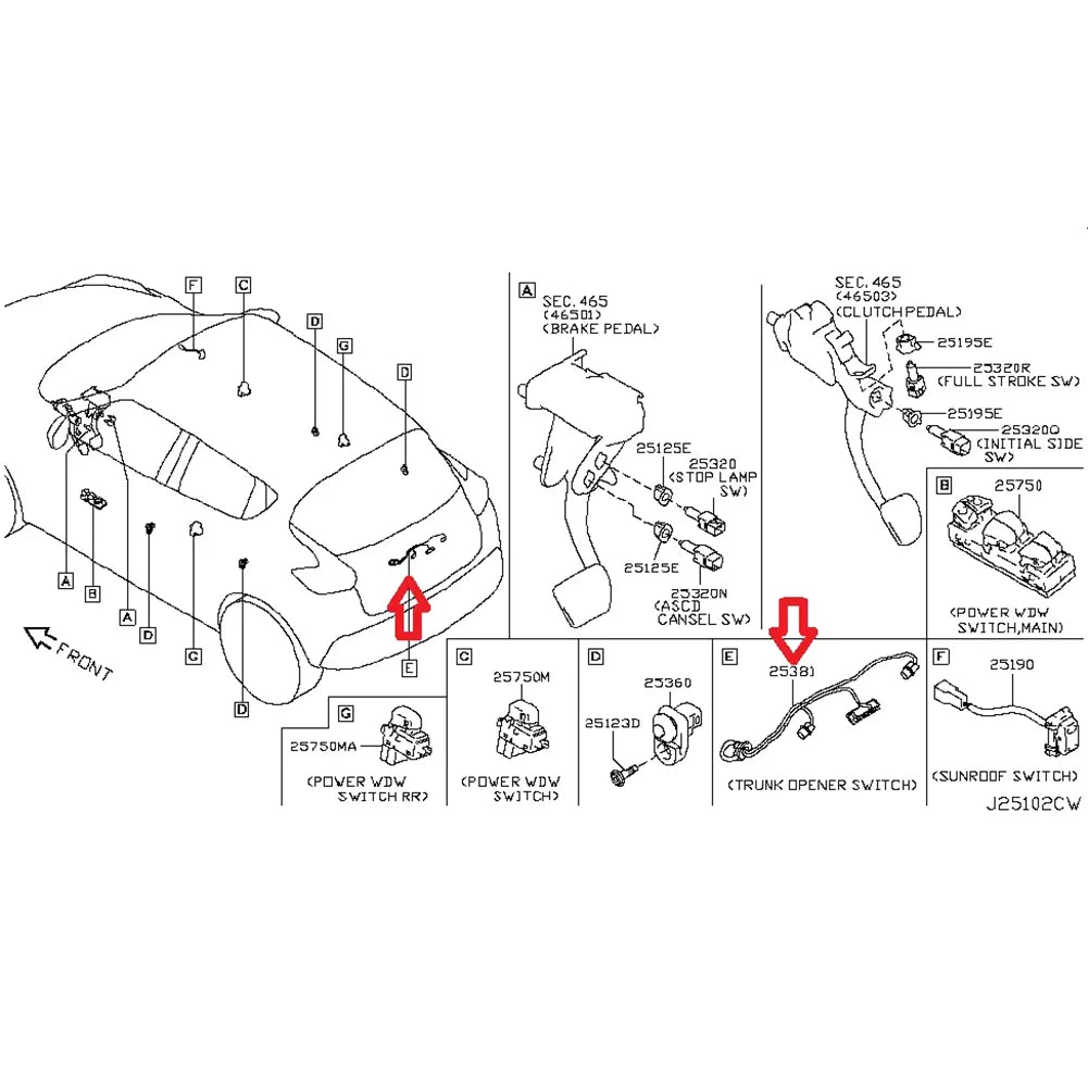 Trunk Release Switch – Tailgate Opener Button for Nissan Juke 2011-2015