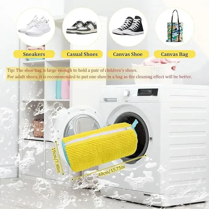Chenille Shoe Laundry Bag – Non-Abrasive Mesh Protector for Sneaker Washing
