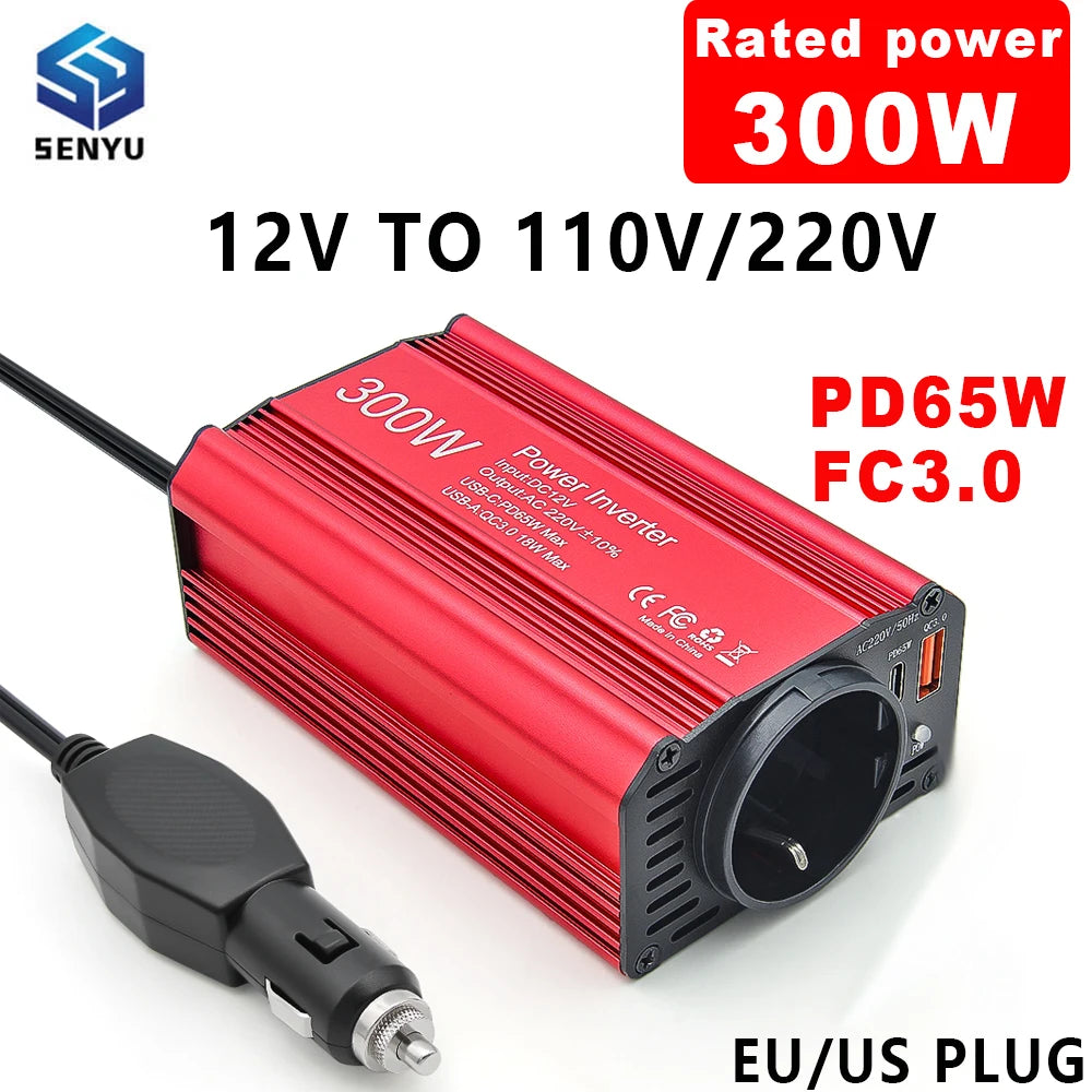 Car Power Inverter – 300W DC to AC Adapter for Road Trips and Travel
