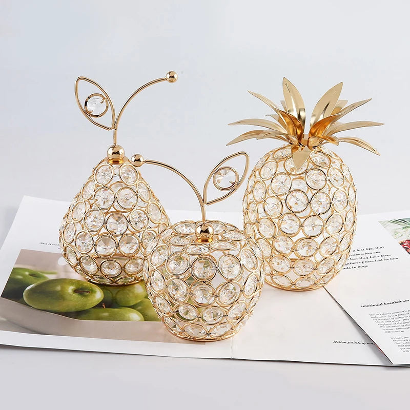 Crystal Rhinestone Apple Ornament – Sparkling Miniature Decor for Home