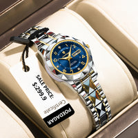 POEDAGAR Quartz Women's Watch – Stainless Steel Waterproof Date for Dress