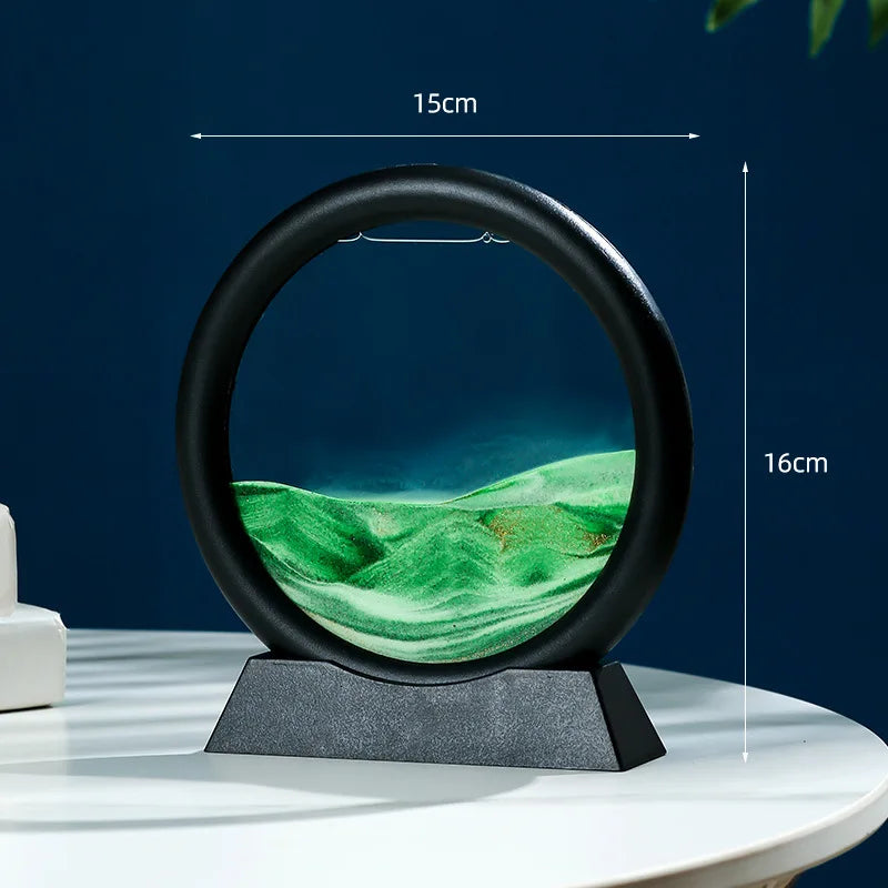 3D Moving Sand Art Frame – Dynamic Liquid Hourglass for Office Home Decor