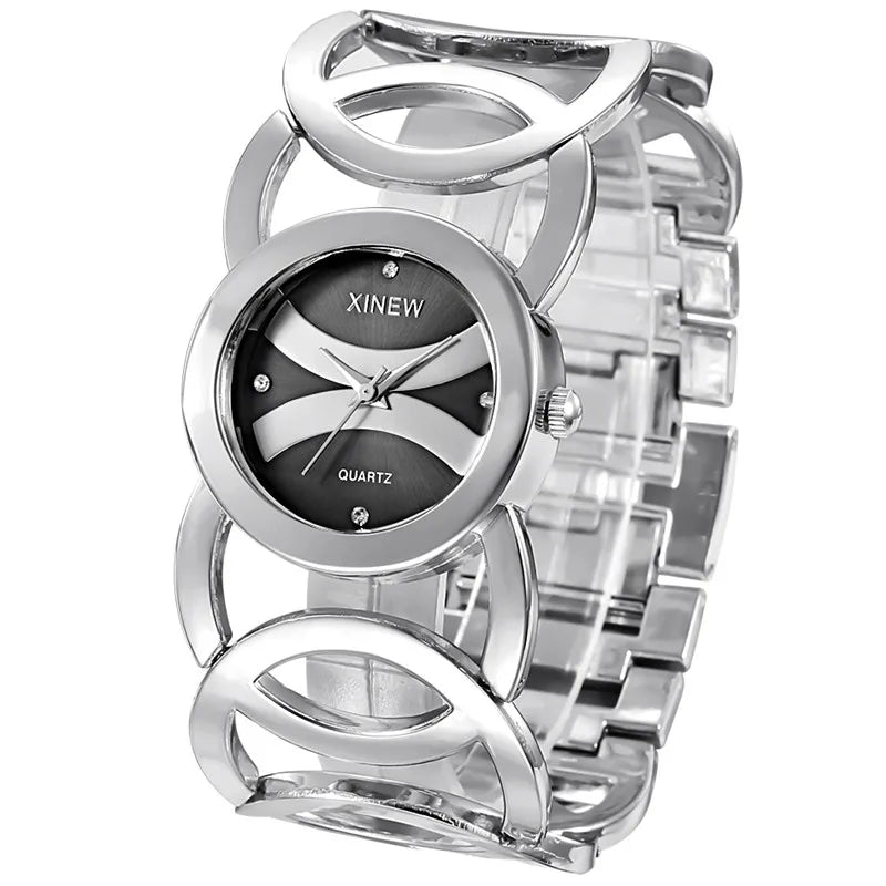 Gold Stainless Steel Bracelet Watch – Luxury Vintage Timepiece for Women