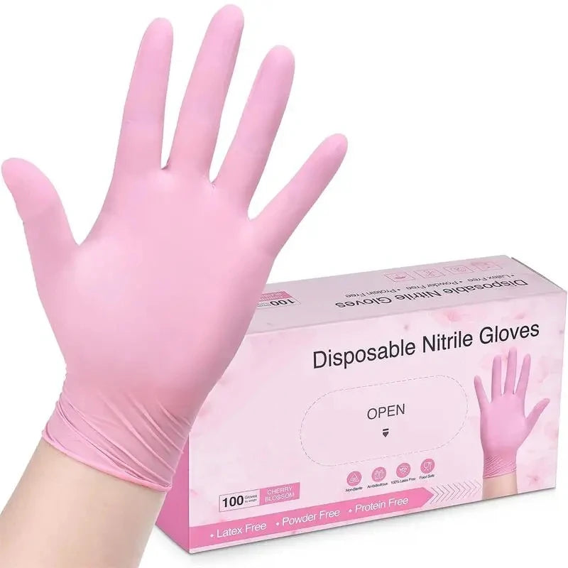Pink Nitrile Disposable Gloves – Powder Free for Cleaning and Salon Use