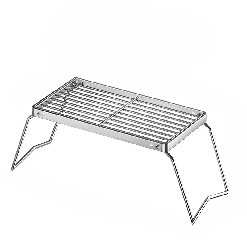Folding Stainless Steel BBQ Grill – Portable Outdoor Alcohol Stove Rack