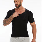 Men's Compression Shapewear Shirt – V-Neck Tummy Control for Fitness Workout