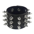 Studded Faux Leather Cuff Bracelet – Adjustable Spike Rivet Punk Cosplay