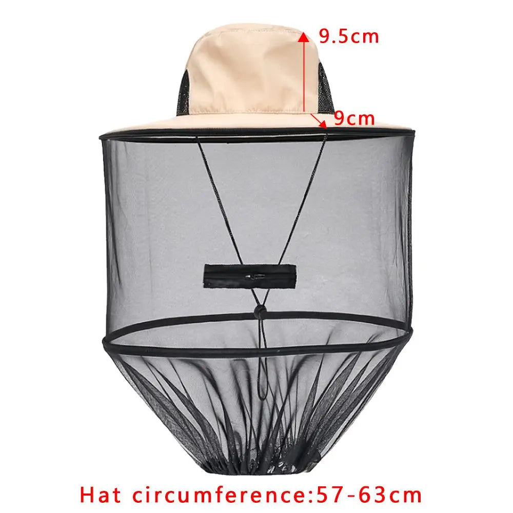 Mosquito Head Net Hat – Sun Protection Mesh Veil for Outdoor Fishing Hiking