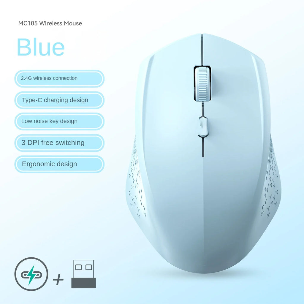 Wireless Dual-Mode Mouse – Silent Rechargeable Accessory for Laptop PC