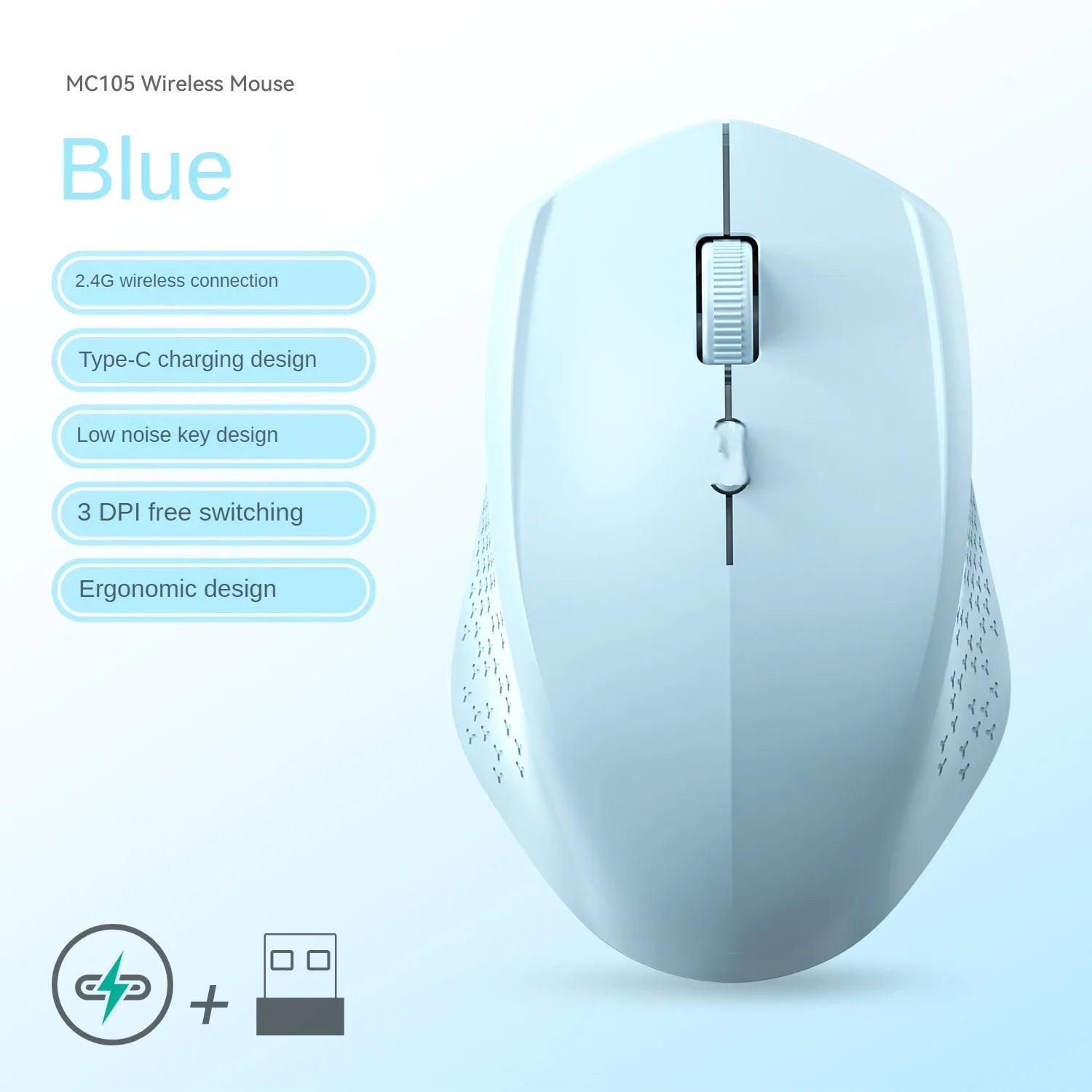 Wireless Dual-Mode Mouse – Silent Rechargeable Accessory for Laptop PC