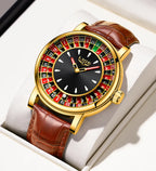 LIGE Roulette Quartz Watch – Luxury Leather Wristwatch for Men Gifts