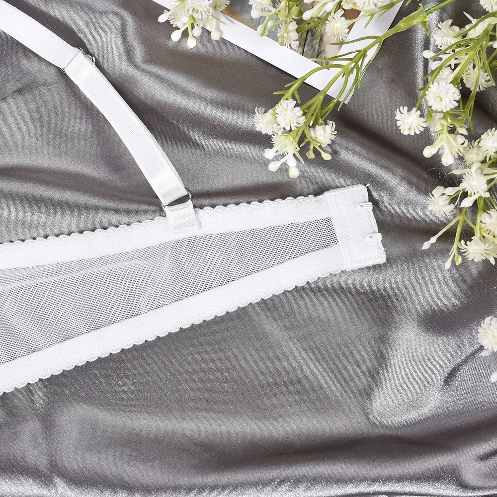Lace Bra and Panty Set – Transparent Ruffle Lingerie for Sexy Boudoir Outfit