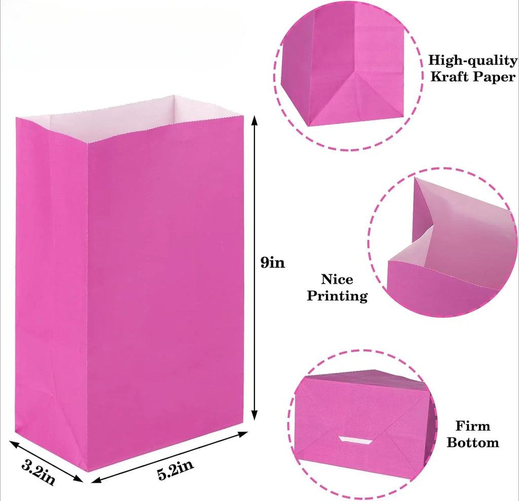 Paper Gift Bags – Small Colored Treat Sacks for Birthday Party Favors
