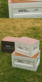 Folding Storage Box – Wooden Lid for Camping and Car Trunk Organization