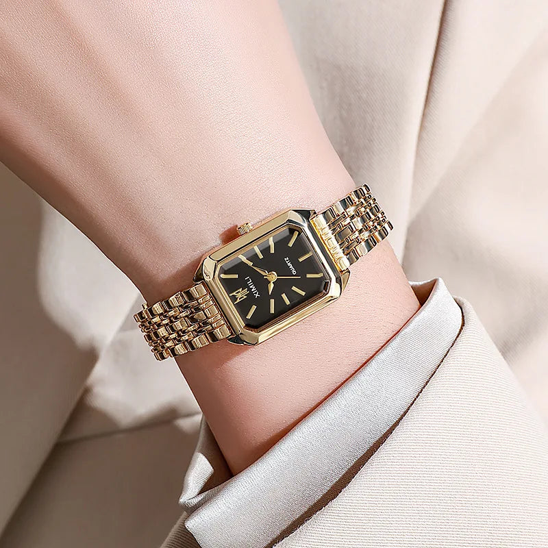 Women's Square Quartz Watch – Stainless Steel Strap for Elegant Fashion