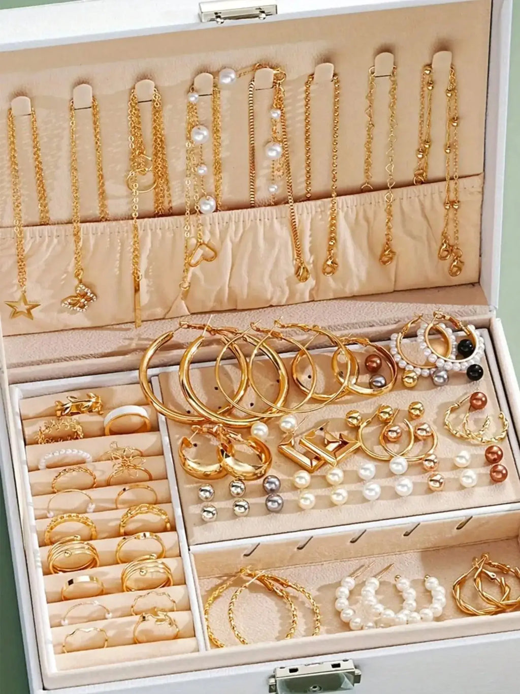 Faux Pearl Jewelry Set – Elegant Multi-Layered Necklace for Women