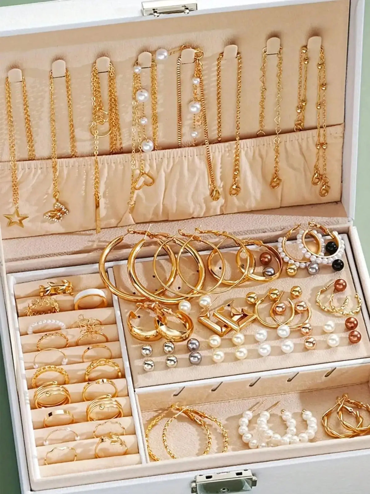 Faux Pearl Jewelry Set – Elegant Multi-Layered Necklace for Women
