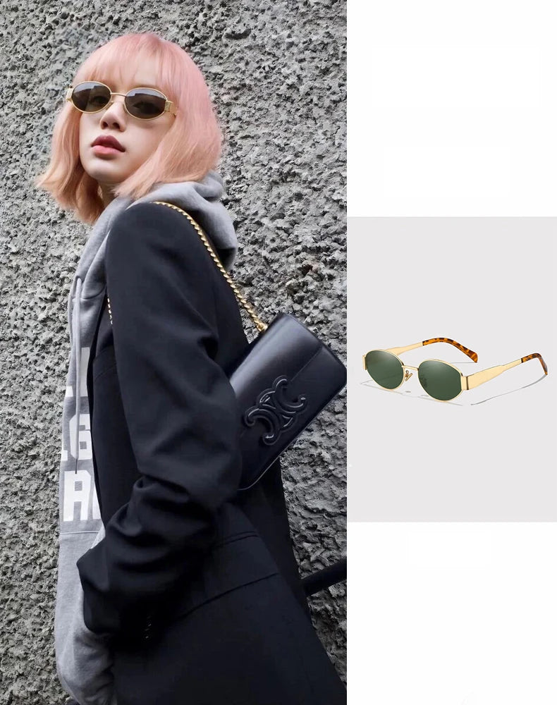 Alloy Oval Sunglasses – UV400 Protective Eyewear for Men and Women