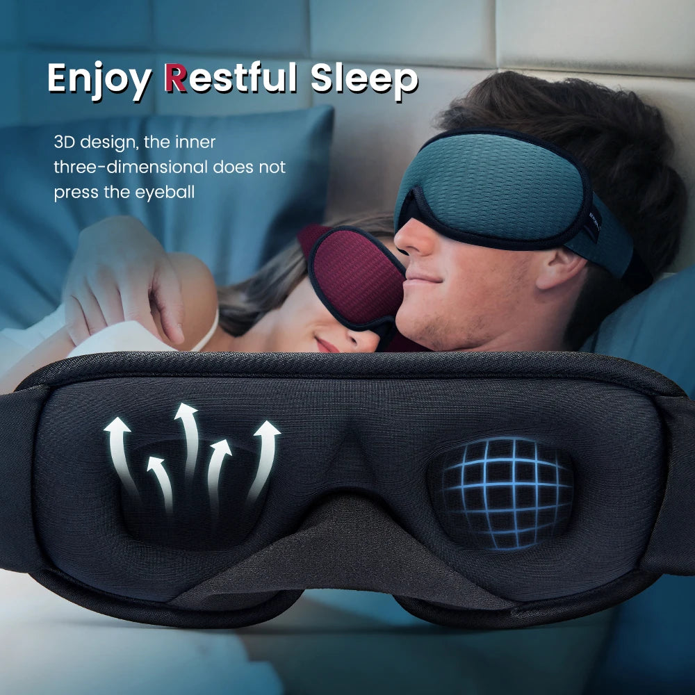 Soft 3D Contoured Eye Mask – Breathable Light Blocking for Travel Sleeping