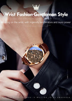 OLEVS Quartz Men's Watch – Luxury Waterproof Leather Wristwatch for Business