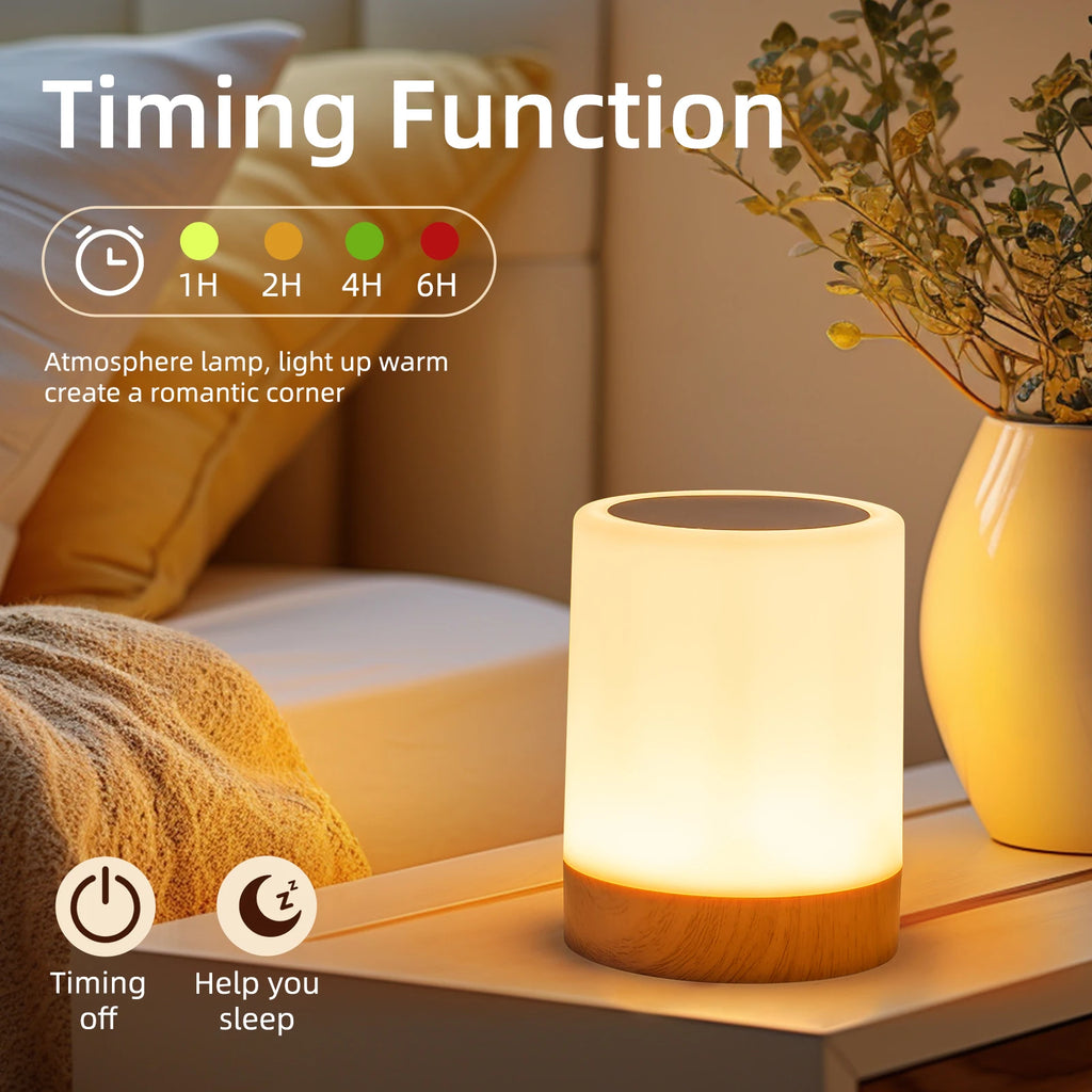 Smart RGB Touch Bedside Lamp – USB Rechargeable Night Light for Bedroom Decor