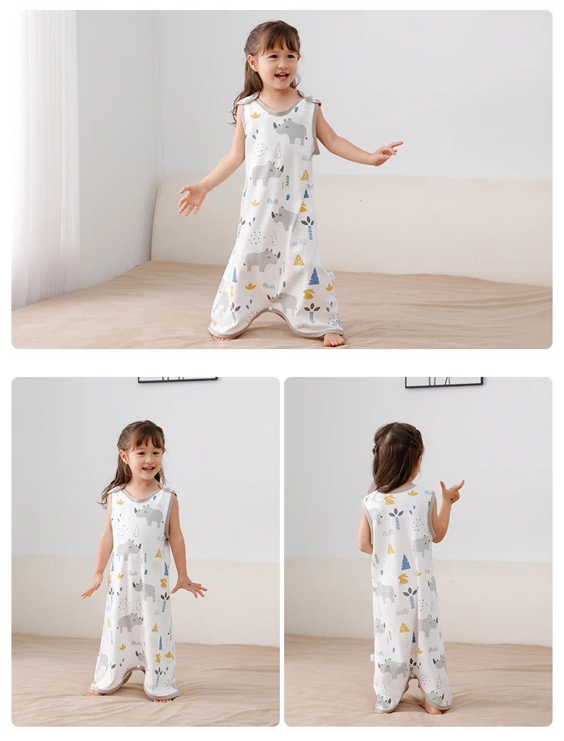 0.5 TOG Baby Sleeping Bag – Cartoon Print Cotton Sleeveless Sleep Sack for Summer