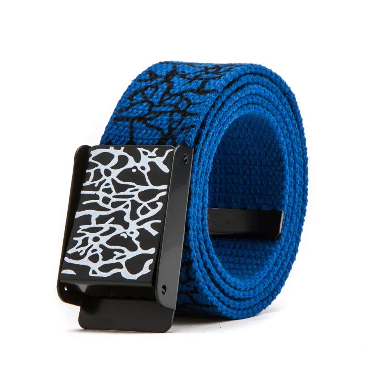 Graffiti Print Canvas Belt Pants – Unisex Streetwear for Casual Hip Hop Style