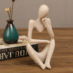 Abstract Thinker Statue – Sand Colored Yoga Figurine for Home Decor