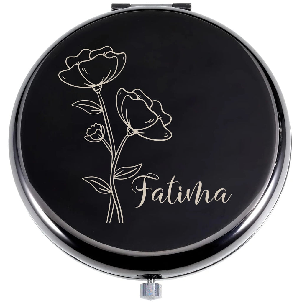 Custom Engraved Floral Hand Mirror – Personalized Wedding Guest Gift