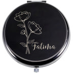 Custom Engraved Floral Hand Mirror – Personalized Wedding Guest Gift