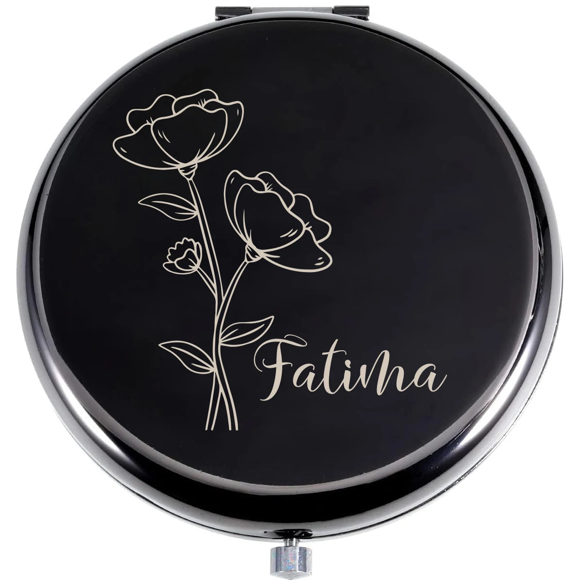 Custom Engraved Floral Hand Mirror – Personalized Wedding Guest Gift
