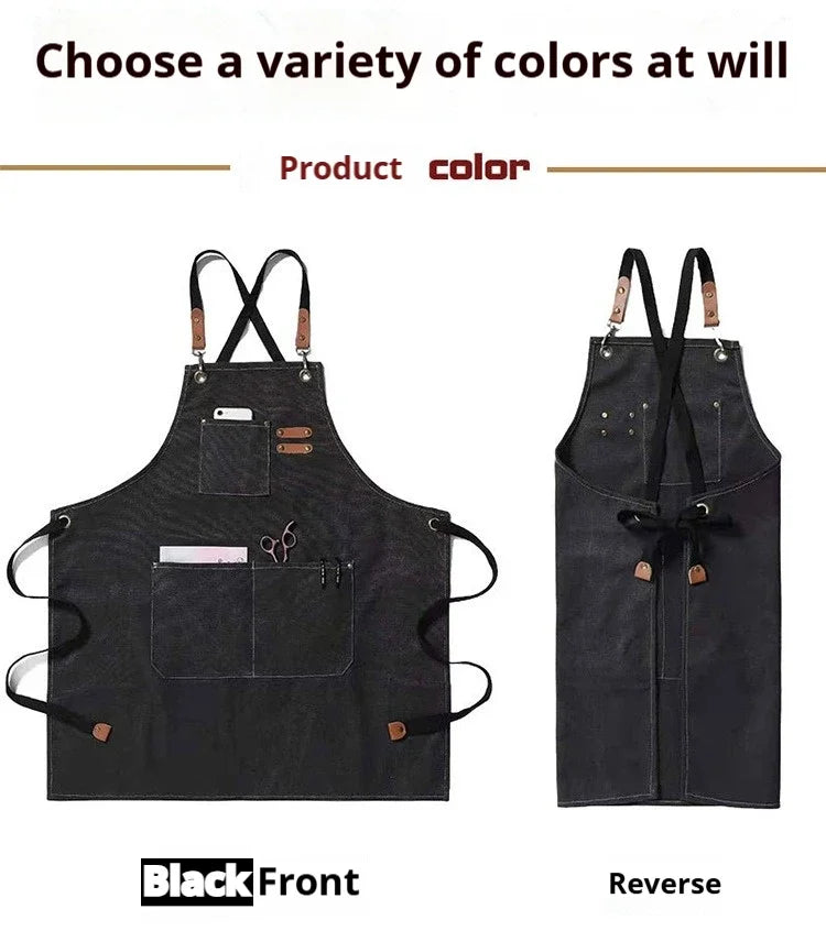 Canvas Chef Apron – Professional Kitchen Bib for BBQ and Salon Use