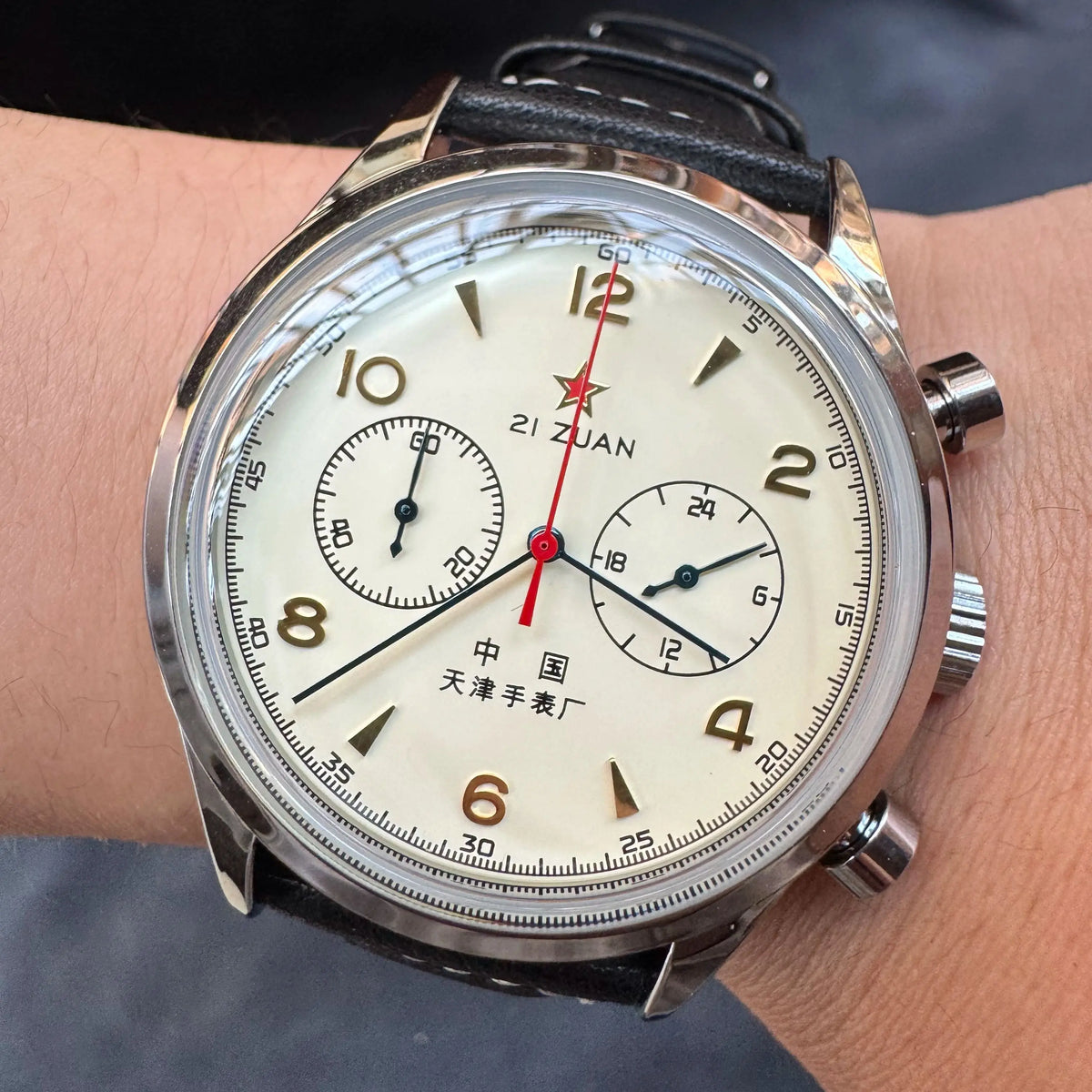 Vintage Pilot Chronograph – 42mm Automatic Waterproof Watch for Men