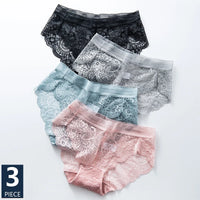 Seamless Lace Thong Panties – Low-Rise Cotton Crotch Lingerie for Women