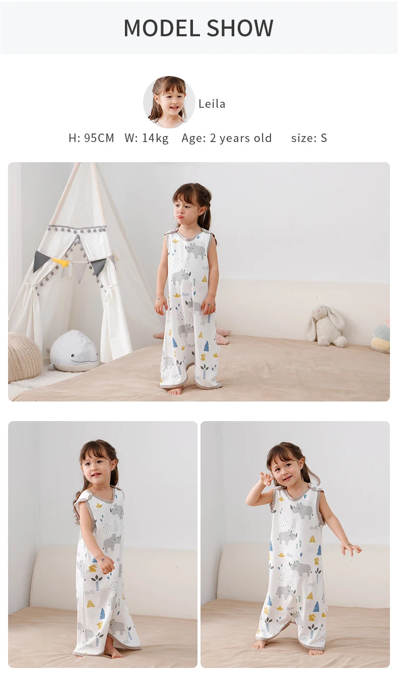 0.5 TOG Baby Sleeping Bag – Cartoon Print Cotton Sleeveless Sleep Sack for Summer