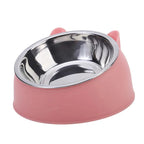 Stainless Steel Inclined Cat Bowl – Ergonomic Pet Food Feeder for Cats and Dogs