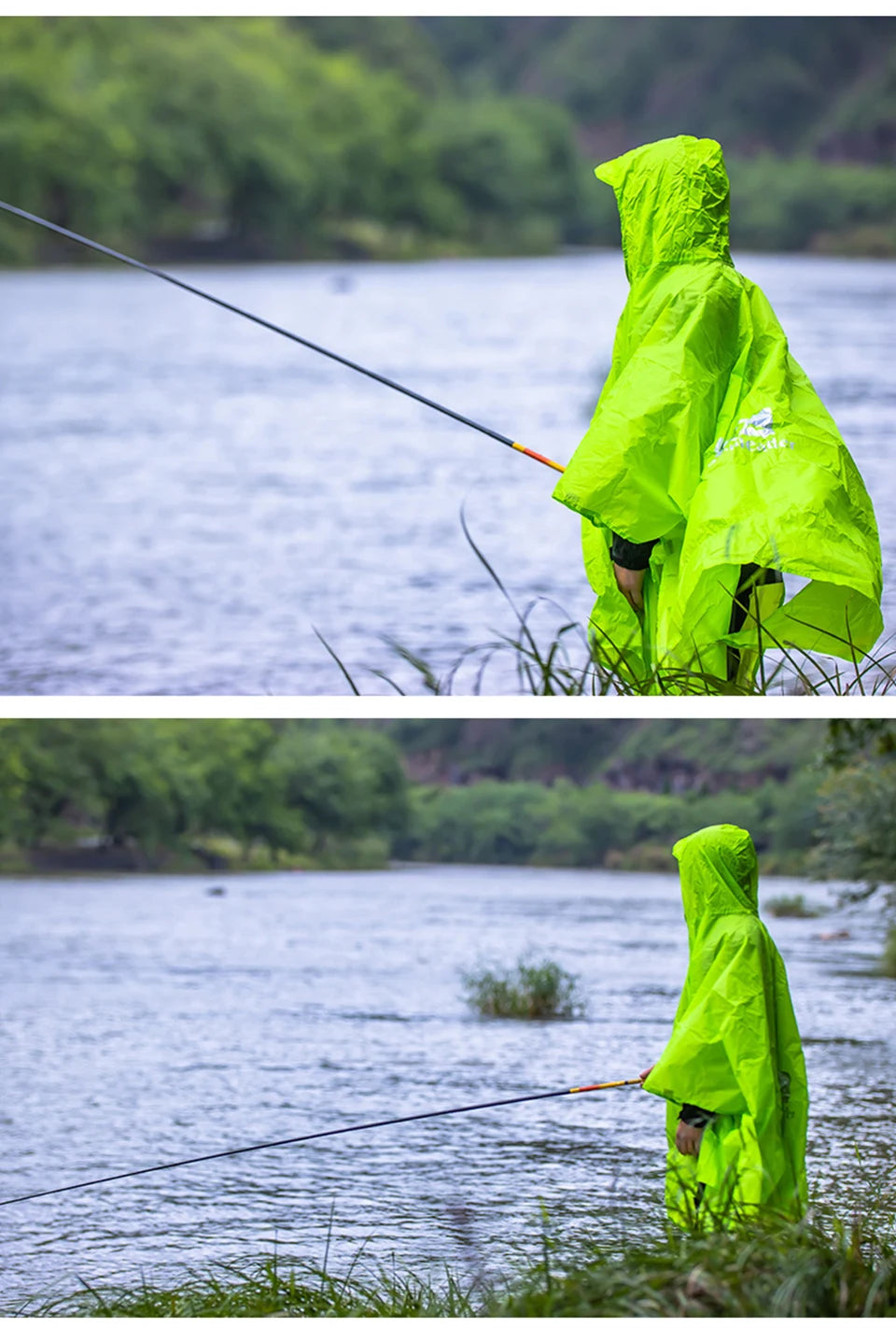 3-in-1 Waterproof Rain Poncho – Hooded Rainwear for Camping and Hiking