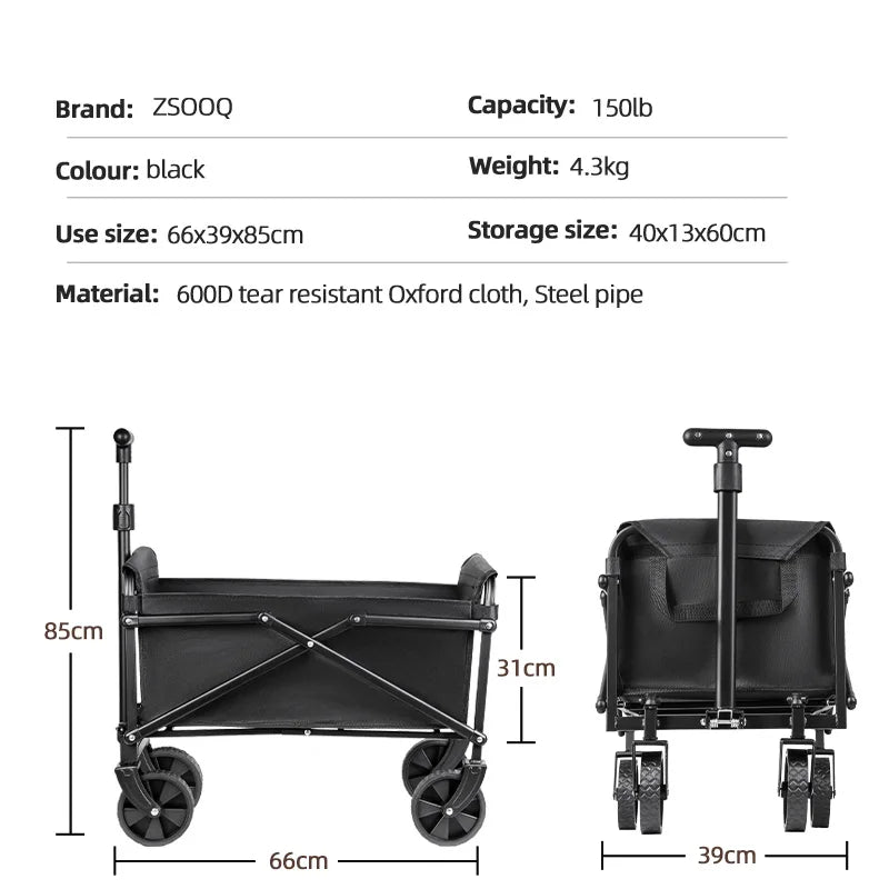 Collapsible Utility Cart – Heavy Duty Foldable Wagon for Camping and Beach