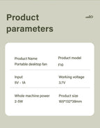 Portable Foldable Desk Fan – 5-Speed USB Rechargeable Fan for Office Home