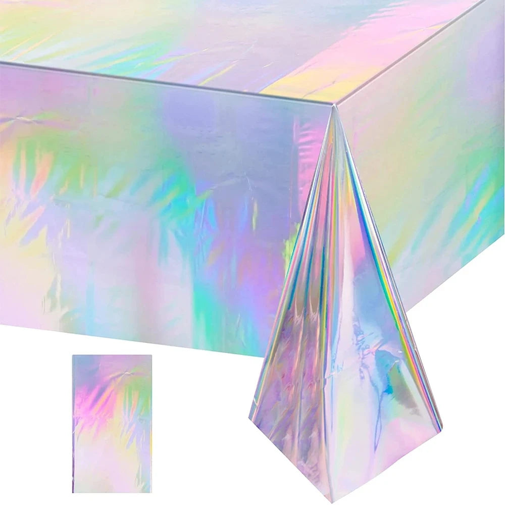 Laser Rainbow Disposable Tablecloth – Holographic Decor for Birthday Parties