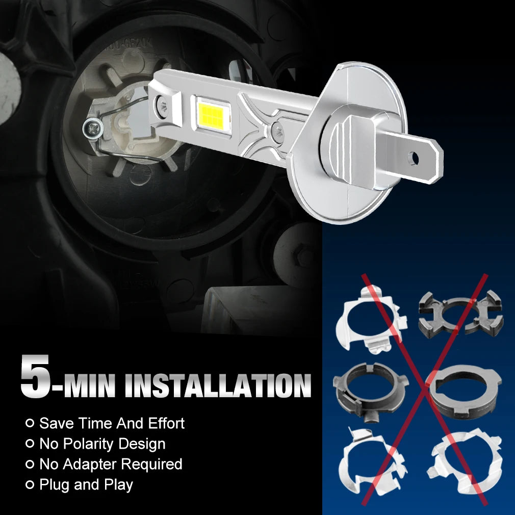 H1 LED Headlight Bulbs – 150W High Power Fog Lamps for Automotive Driving