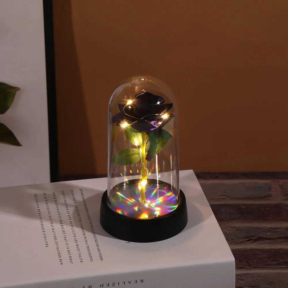 LED Glass Rose Lamp – Eternal Red Flower for Valentine's Day Gift