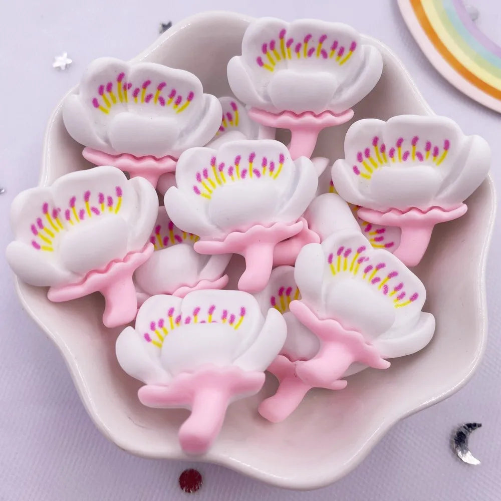 Resin Cherry Blossom Flatbacks – Colorful DIY Stones for Scrapbook Crafts